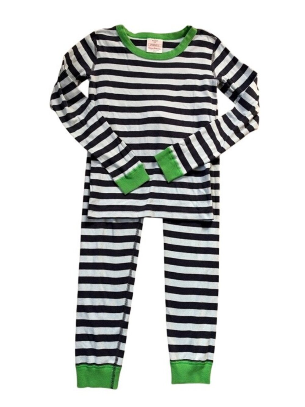 Hanna Andersson Boys Striped Organic Cotton Pajamas Navy & Green Size 12